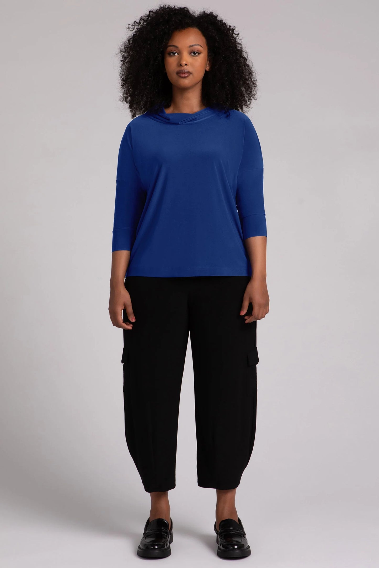 Sympli Spring/Summer 2025-22249NT-2-Slouch Sweatshirt No Ties 3/4 Sleeve-Navy - The Coach Pyramids