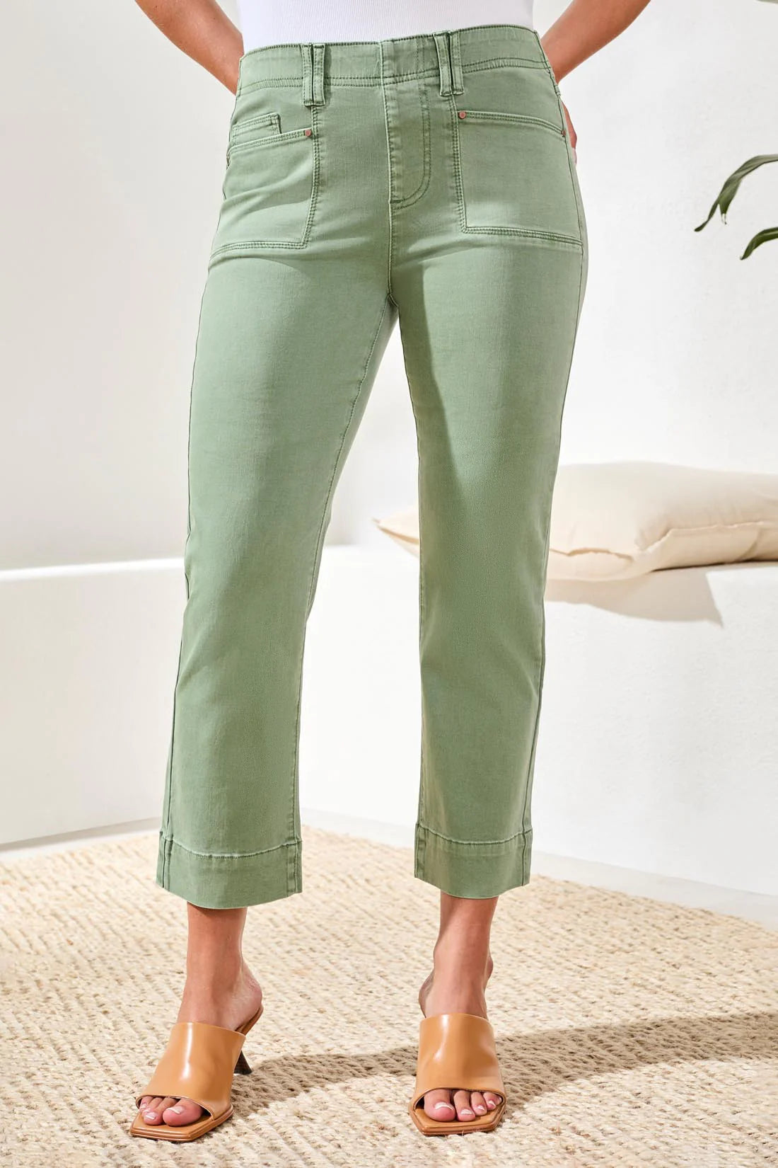 Tribal Pull On Kick Flare Capri-2441O-0324-Moss - The Coach Pyramids