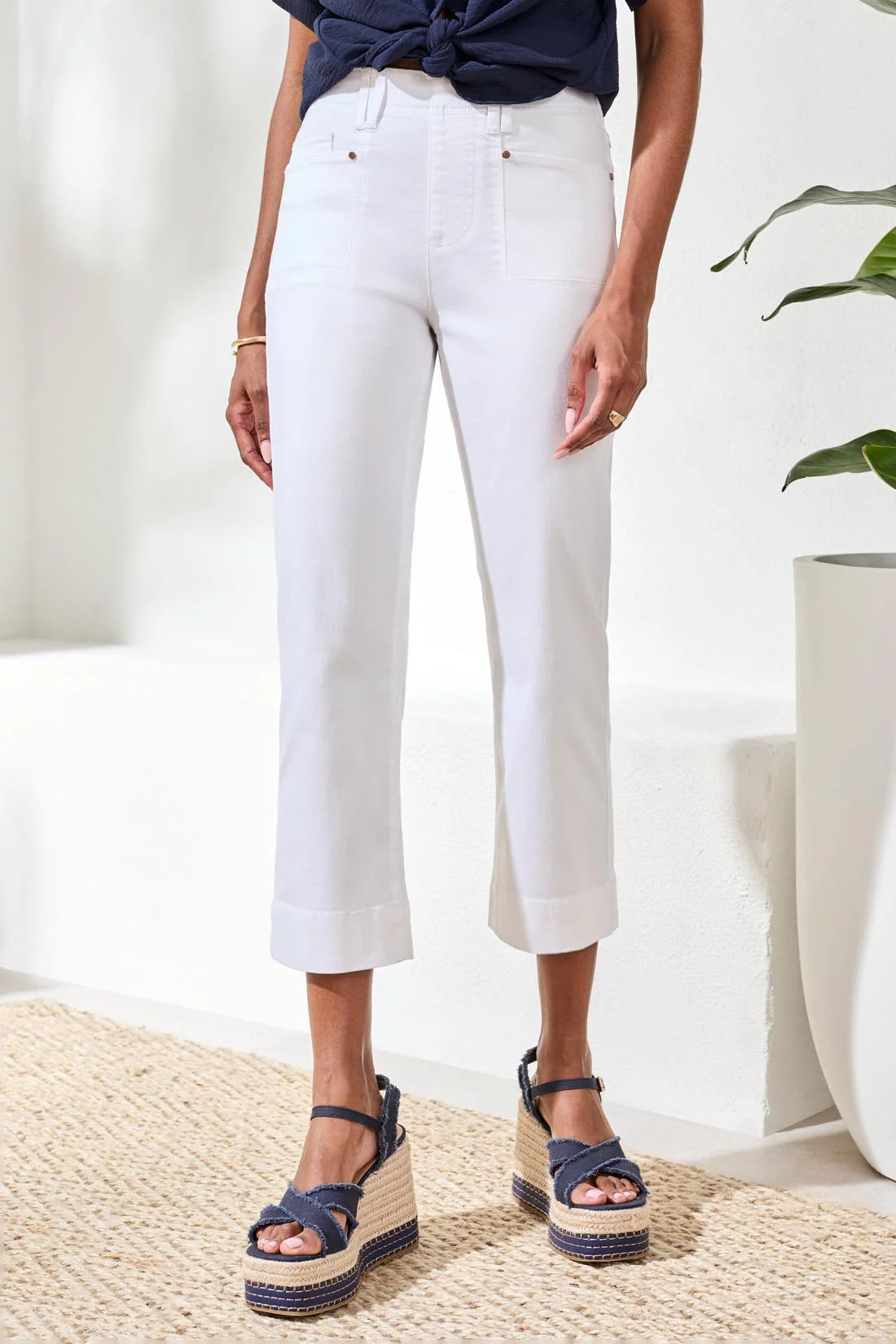 Tribal Pull On Kick Flare Capri-2441O-0001-White - The Coach Pyramids
