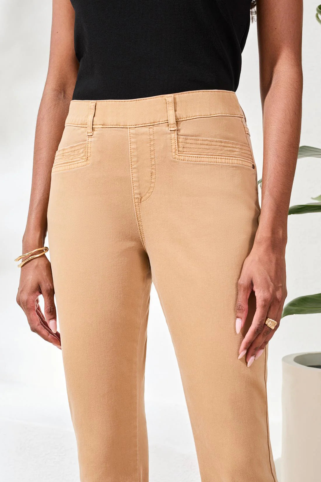 Tribal Pull On Capri W/Top Stitch Details-2442O-1855-Sesame - The Coach Pyramids