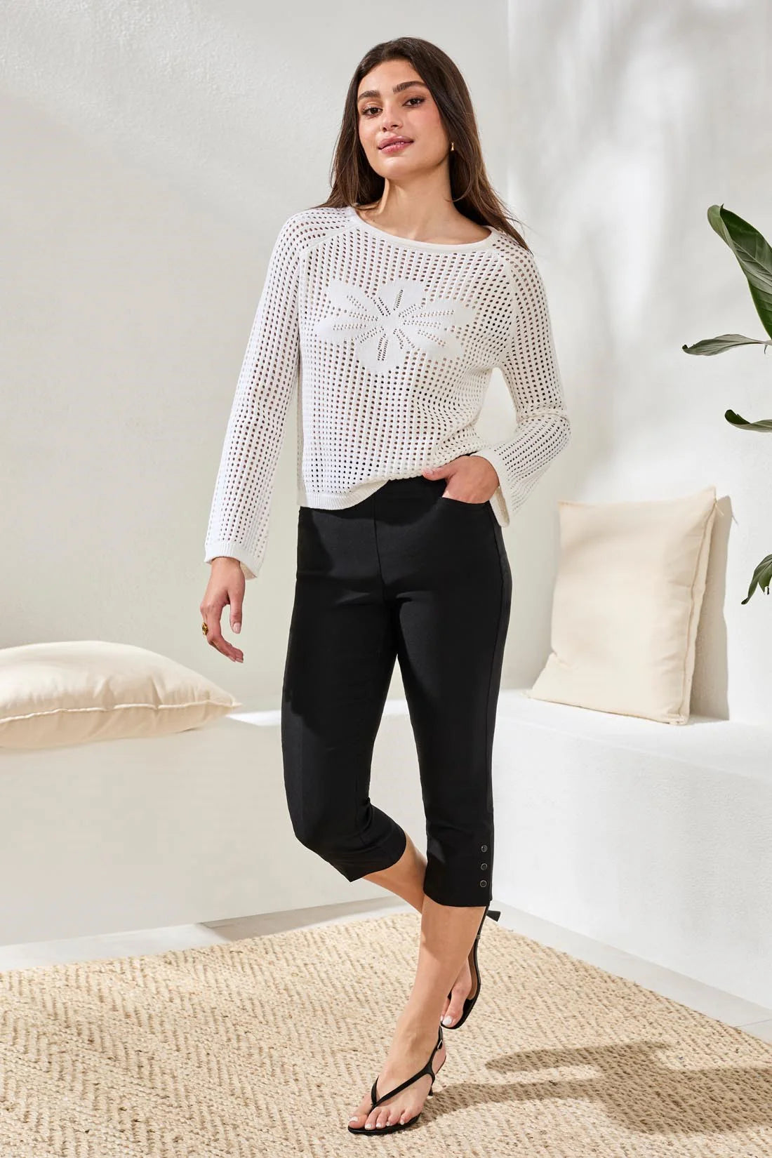 Tribal Pull On Capri W/Snap Vent-3012O-0002-Black - The Coach Pyramids