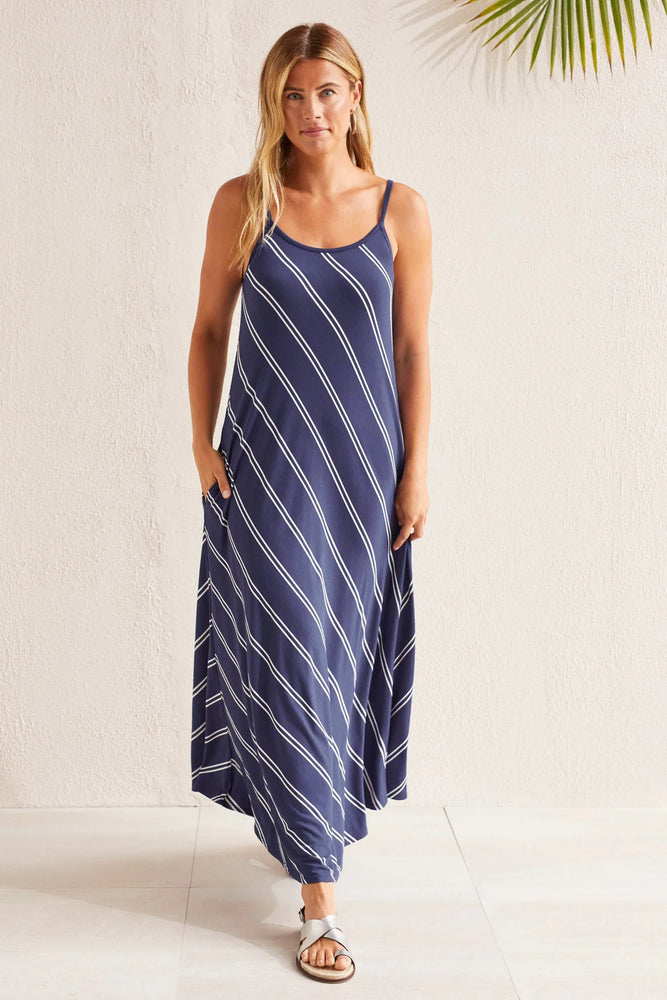 Tribal  Spring 2024-1301O/3730-Maxi Dress-Jet Blue - The Coach Pyramids