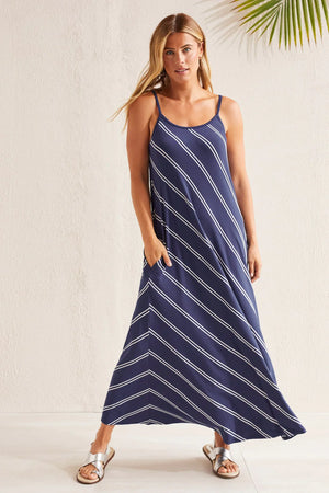 Tribal  Spring 2024-1301O/3730-Maxi Dress-Jet Blue - The Coach Pyramids