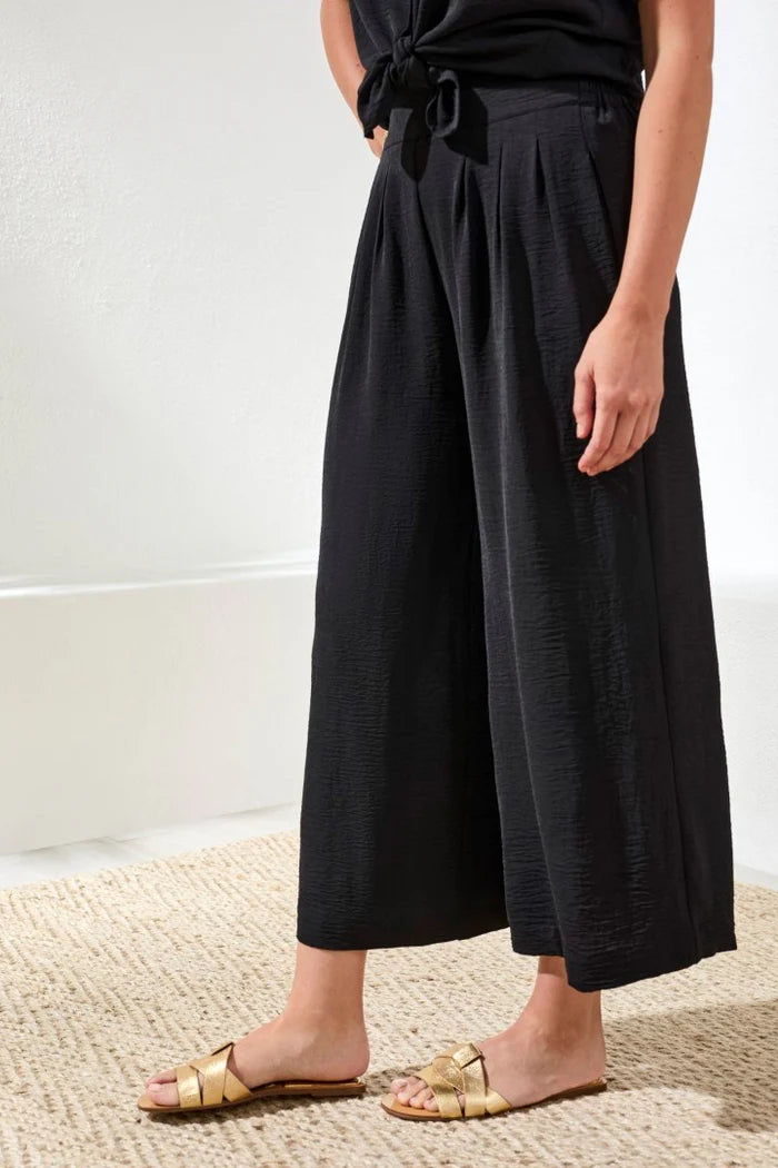 Tribal Flowy Crop Pant W/BK Elastic Waistband-6146O-0002-Black - The Coach Pyramids