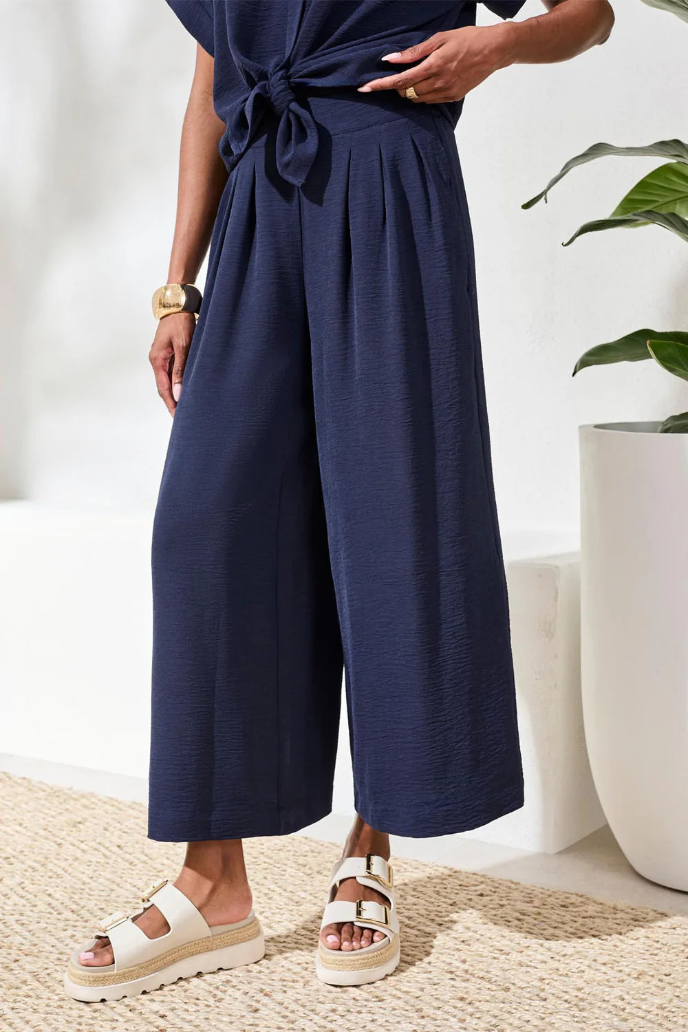 Tribal Flowy Crop Pant W/BK Elastic Waistband-6146O-2474-Nautical - The Coach Pyramids