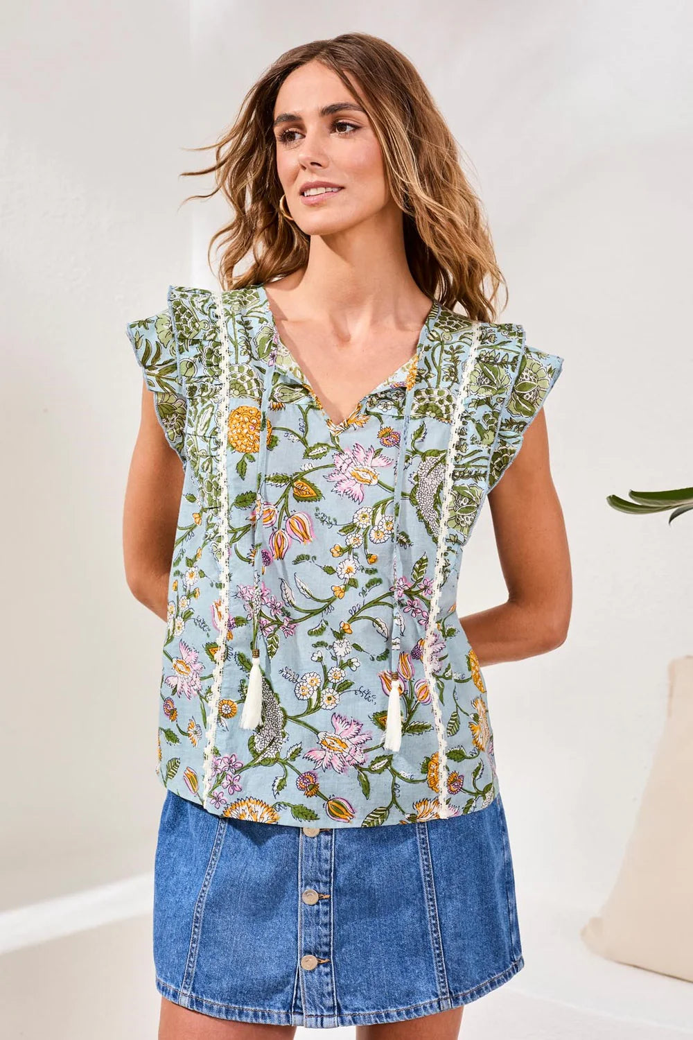 Tribal Mixed Print Blouse-5430O-2525-Rain Forest - The Coach Pyramids