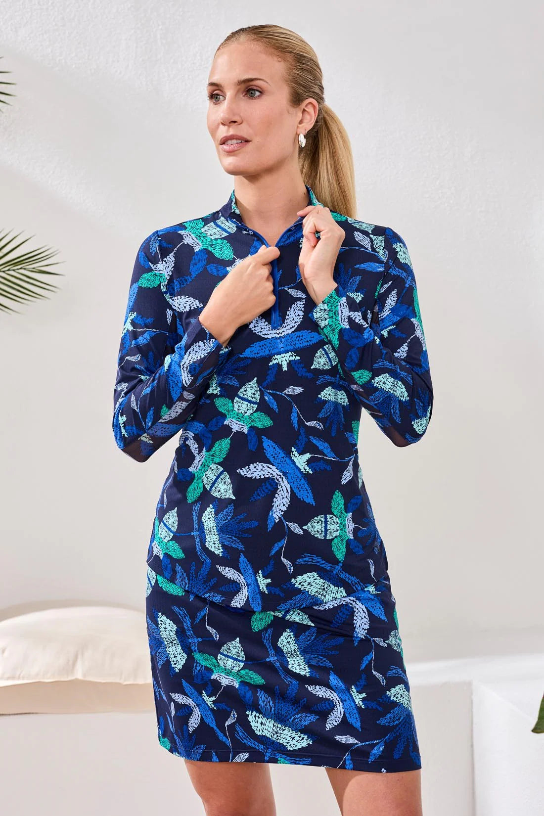 Tribal Performance Long Sleeve Top-1410O-2773-Blue Surf - The Coach Pyramids