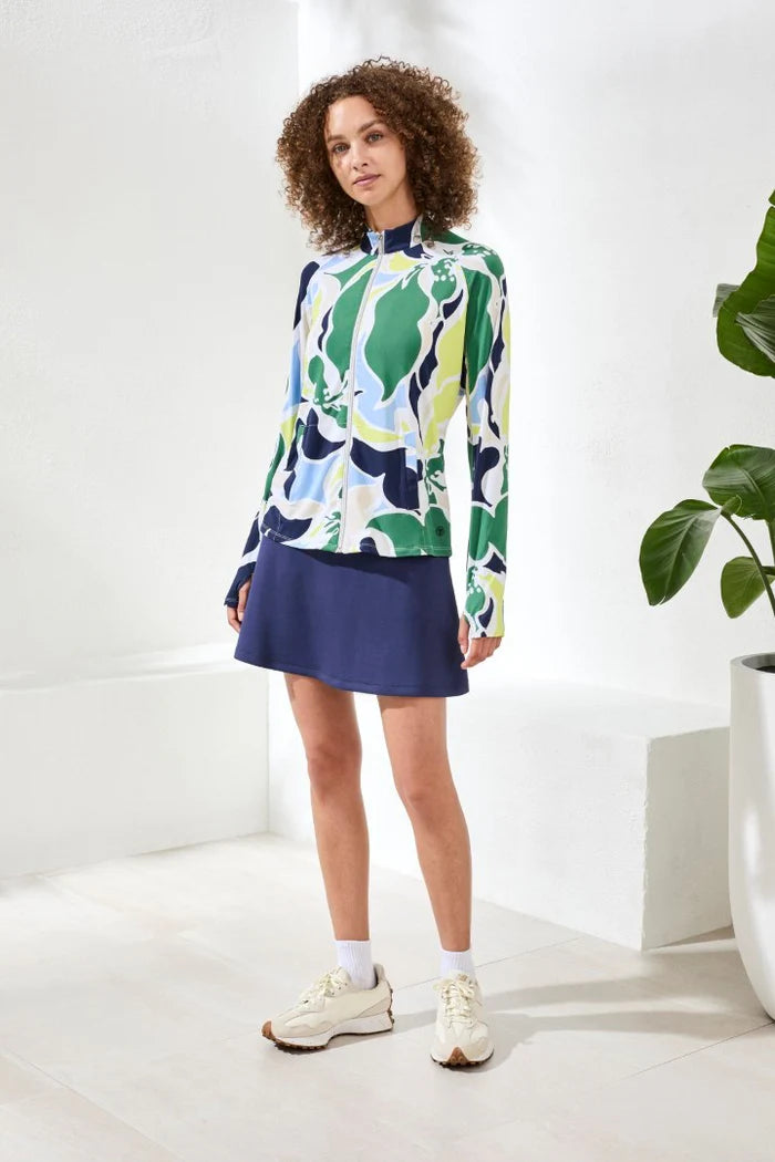 Tribal Printed Mock Neck Cardigan-1817O-2773-Floral Lime - The Coach Pyramids