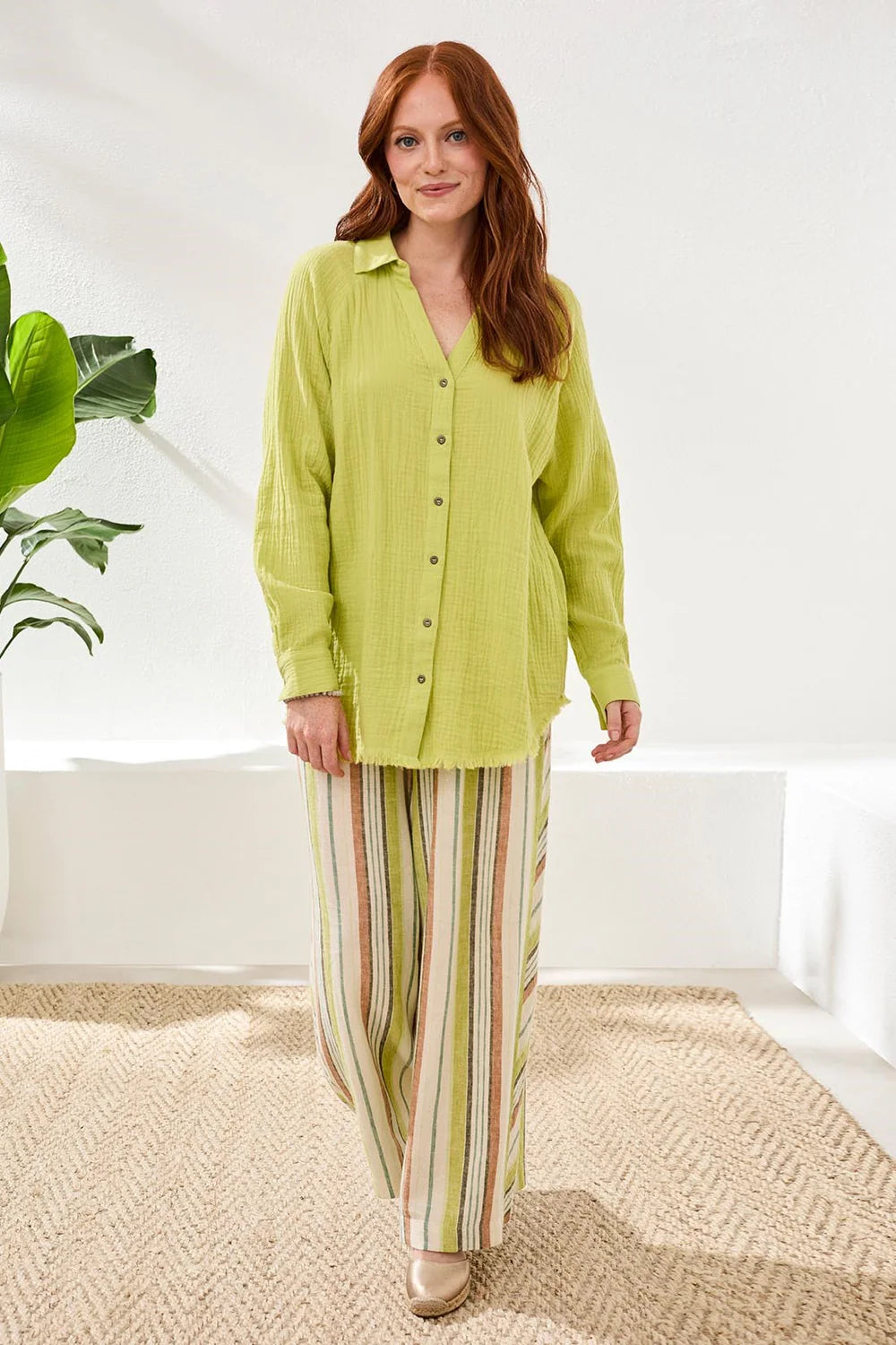 Tribal Raglan Sleeve Shirt-6058O-2540-Green Banana - The Coach Pyramids