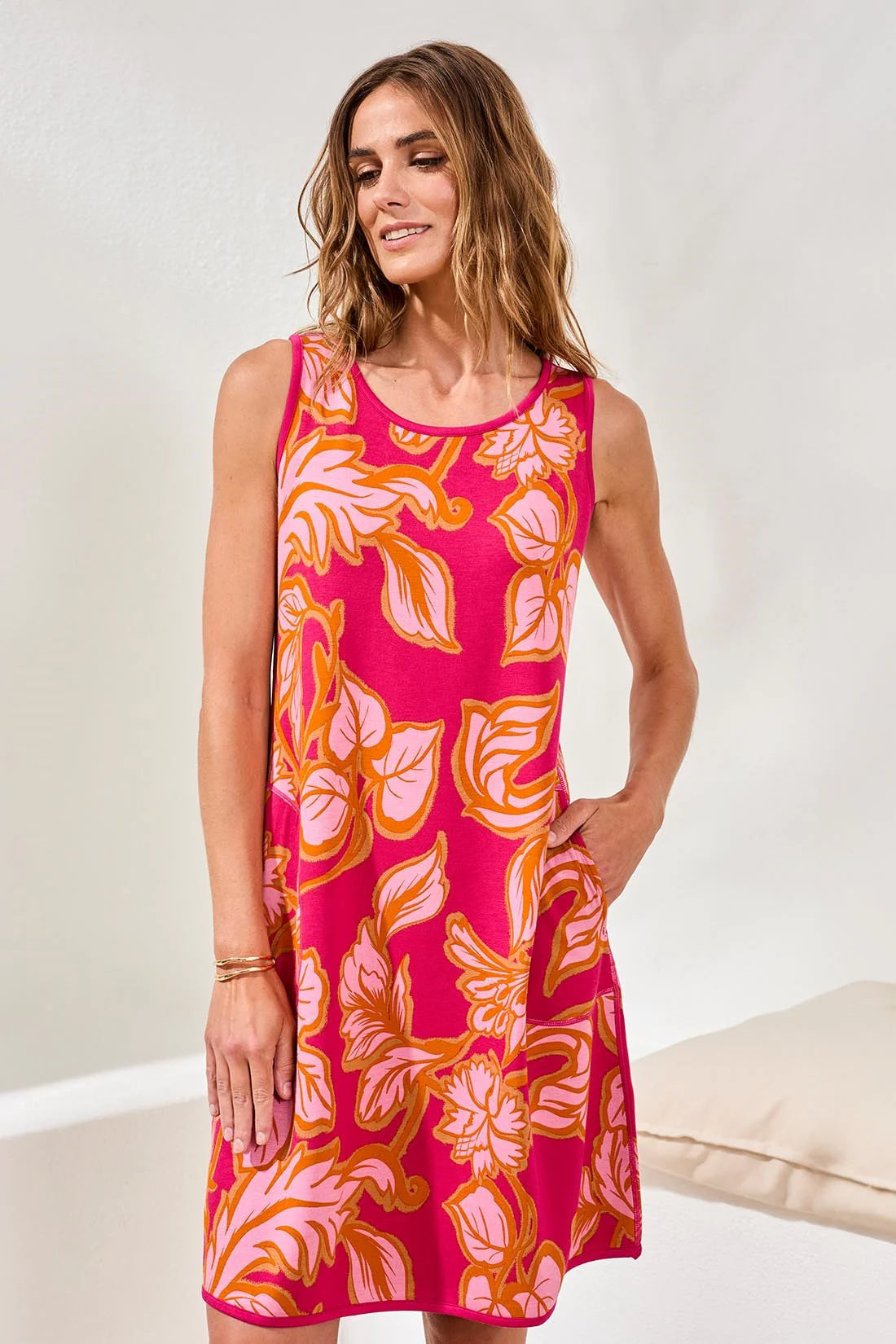 Tribal Reversible A-Line Dress-6895O-2531-Gardenia - The Coach Pyramids