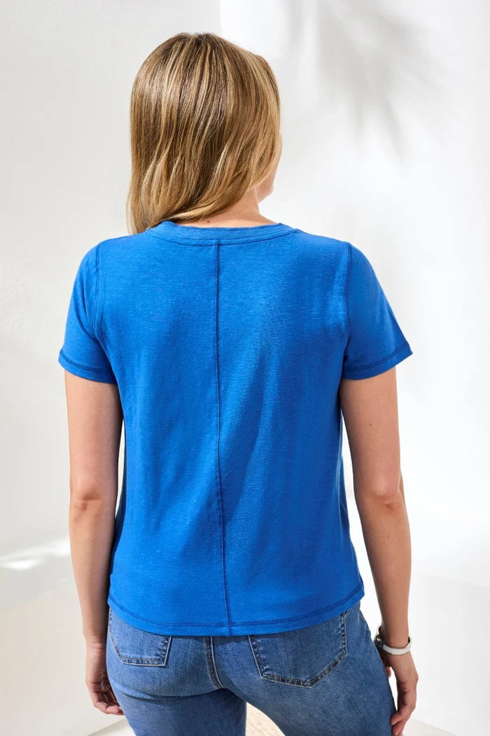 Tribal V Neck Top W/Rib Combo-3052O-3328-Turkish Sea - The Coach Pyramids