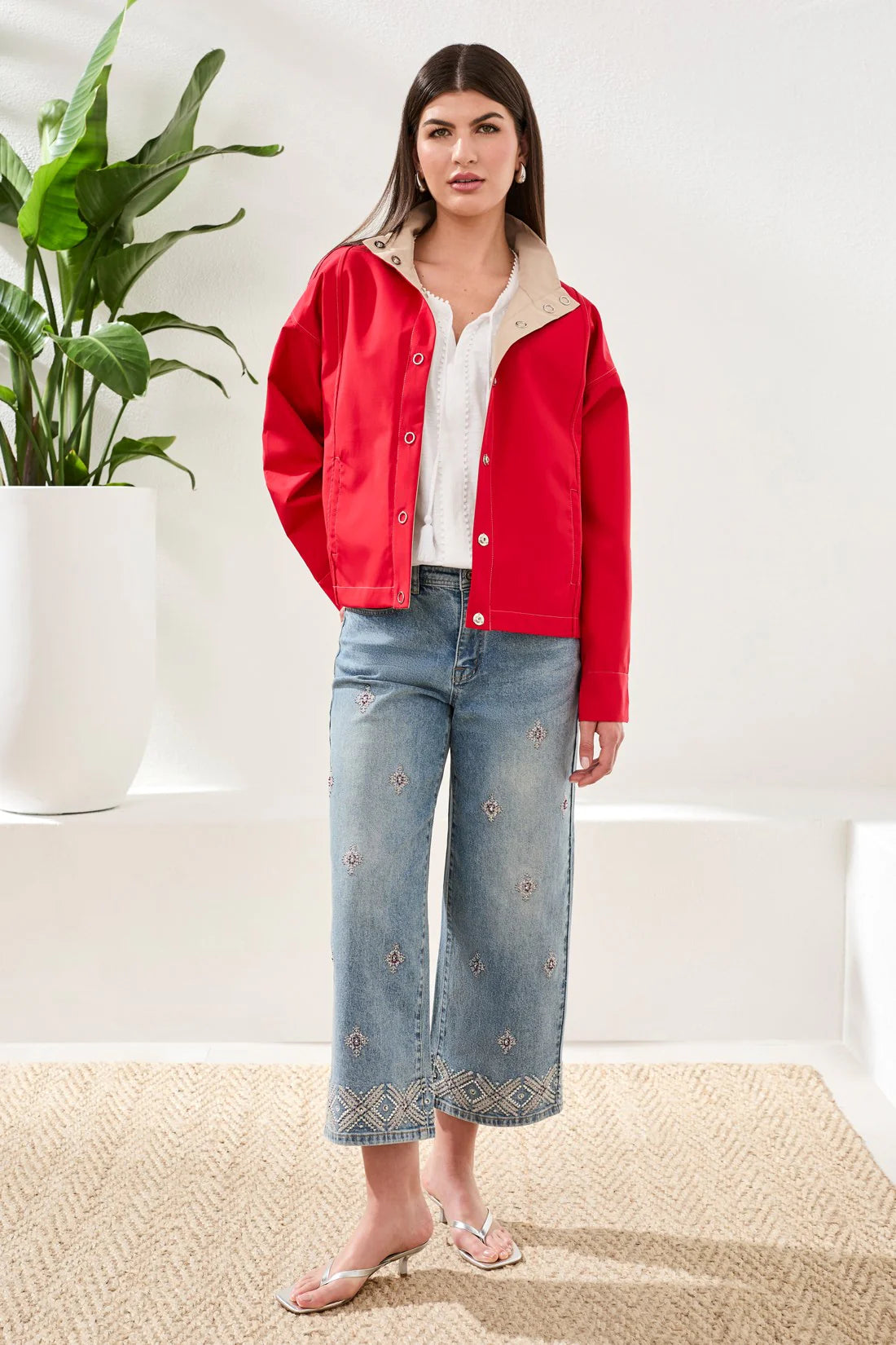 Tribal Snap Front Reversible Jacket-2494O-1221-Sangria - The Coach Pyramids
