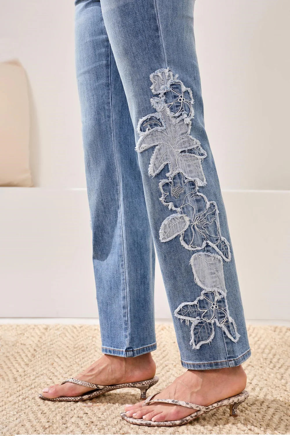 Tribal Sophia Curvy Flare W/Denim Applique-6107O-1459-Pebble Blue - The Coach Pyramids