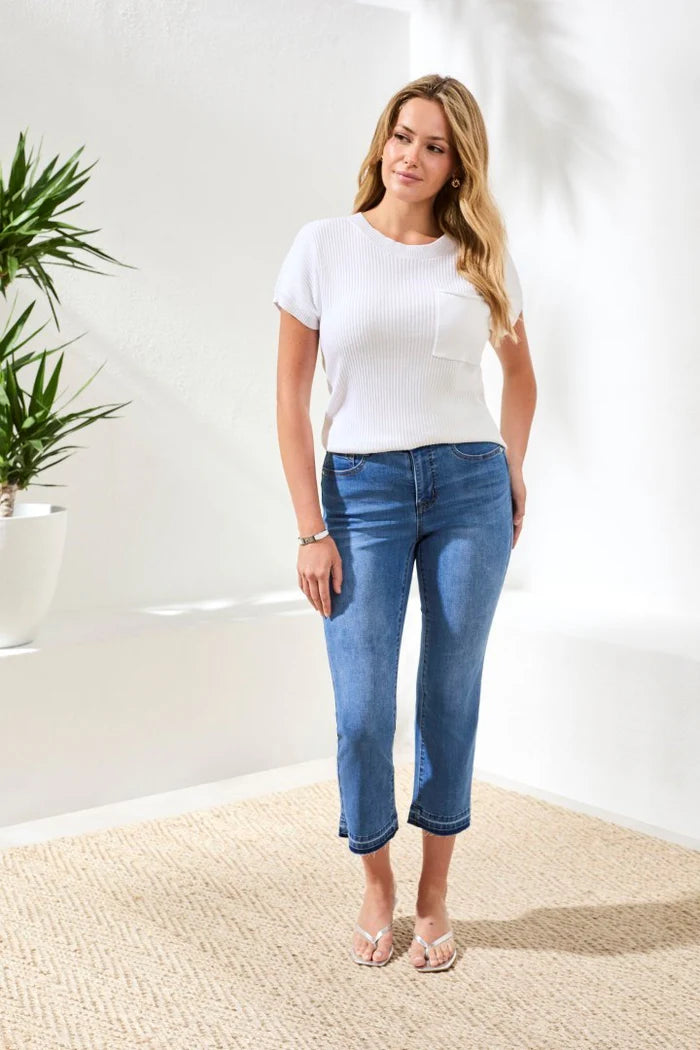 Tribal Sophia Curvy Micro Flare Jeans-5560O-1605-Harbor - The Coach Pyramids