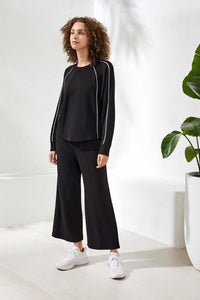 Tribal Crew Neck Dolman Top W/Piping-2451O-0002-Black - The Coach Pyramids