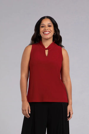 Sympli Fall 2023-21204-Twist Collar Tank-Red - The Coach Pyramids