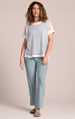 Sympli Spring/Summer 2025-HON22362-0-Honey Comb Boxy Top-White