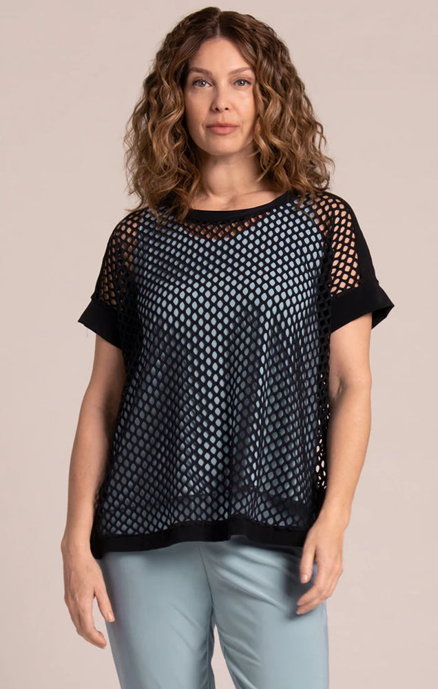 Sympli Spring/Summer 2025-HON22362-0-Honey Comb Boxy Top-Black