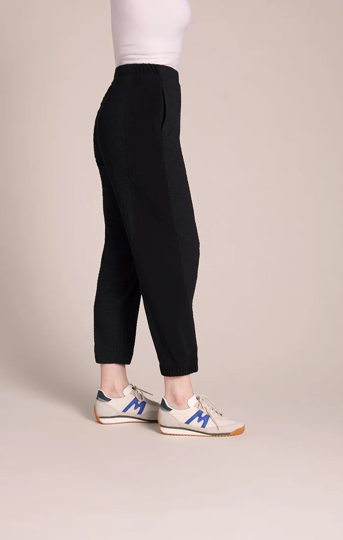 Sympli Spring/Summer 2025-PW27291-Half Cuff Jogger Pant Popcorn Waffle-Black - The Coach Pyramids