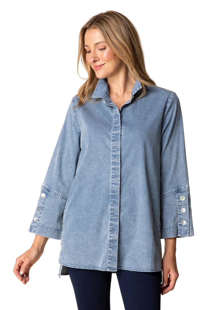 Habitat-H15521-Side Button Tunic-LT Denim - The Coach Pyramids