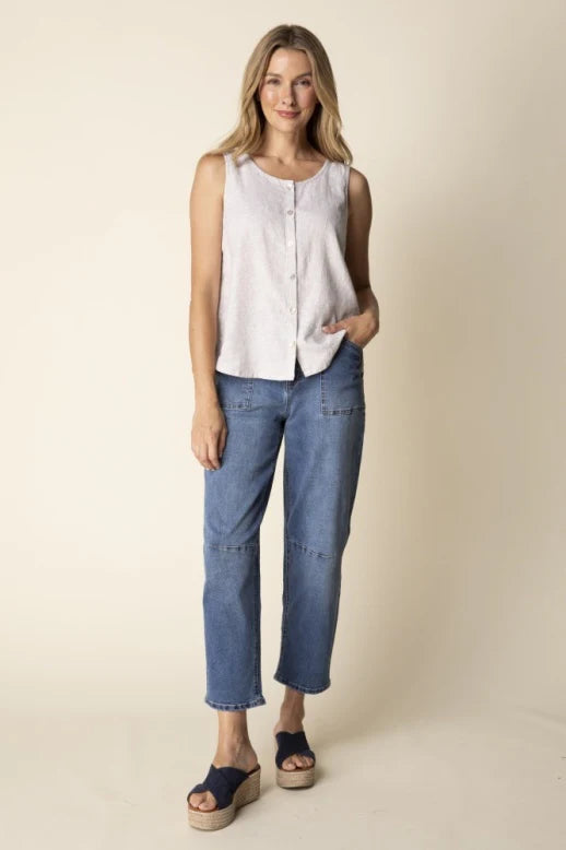 Habitat-H41506-Pleat Back Button Tank-Oatmeal - The Coach Pyramids