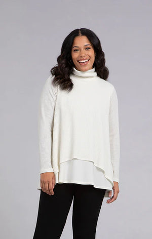 Sympli Fall 2023-K7230W-3-Split Back Waffle Sweater-Ivory - The Coach Pyramids