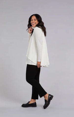 Sympli Fall 2023-K7230W-3-Split Back Waffle Sweater-Ivory - The Coach Pyramids