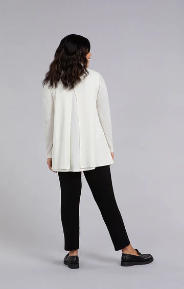 Sympli Fall 2023-K7230W-3-Split Back Waffle Sweater-Ivory - The Coach Pyramids