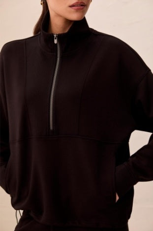 Tribal-Mock Neck Top W/Zipper-3188O-0002-Black - The Coach Pyramids