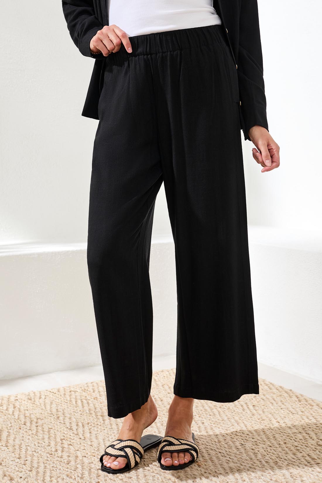Tribal Pull On Ankle Pant W/Front Pockets-3079O-0002-Black - The Coach Pyramids
