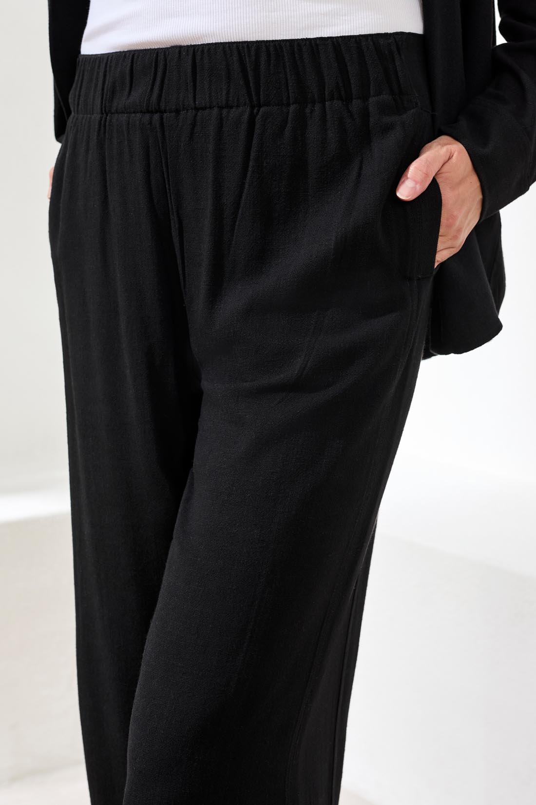 Tribal Pull On Ankle Pant W/Front Pockets-3079O-0002-Black - The Coach Pyramids