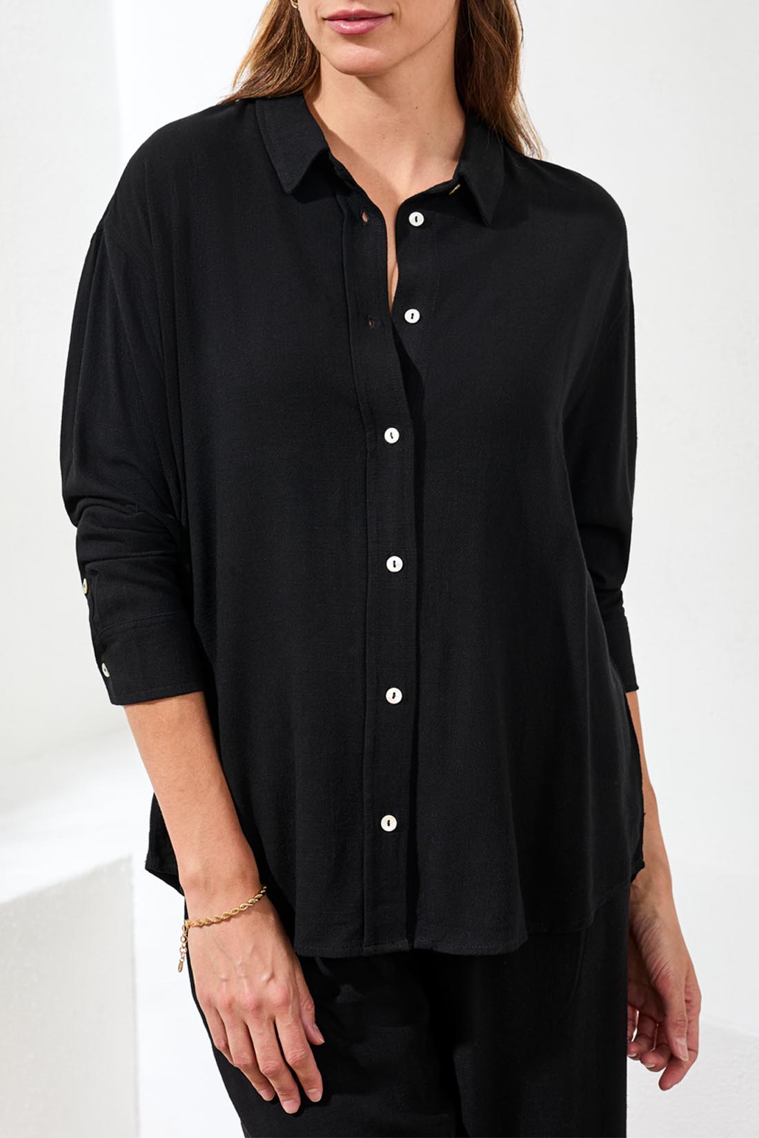 Tribal Button Front Shirt W/Back Placket-3078O-0002-Black - The Coach Pyramids