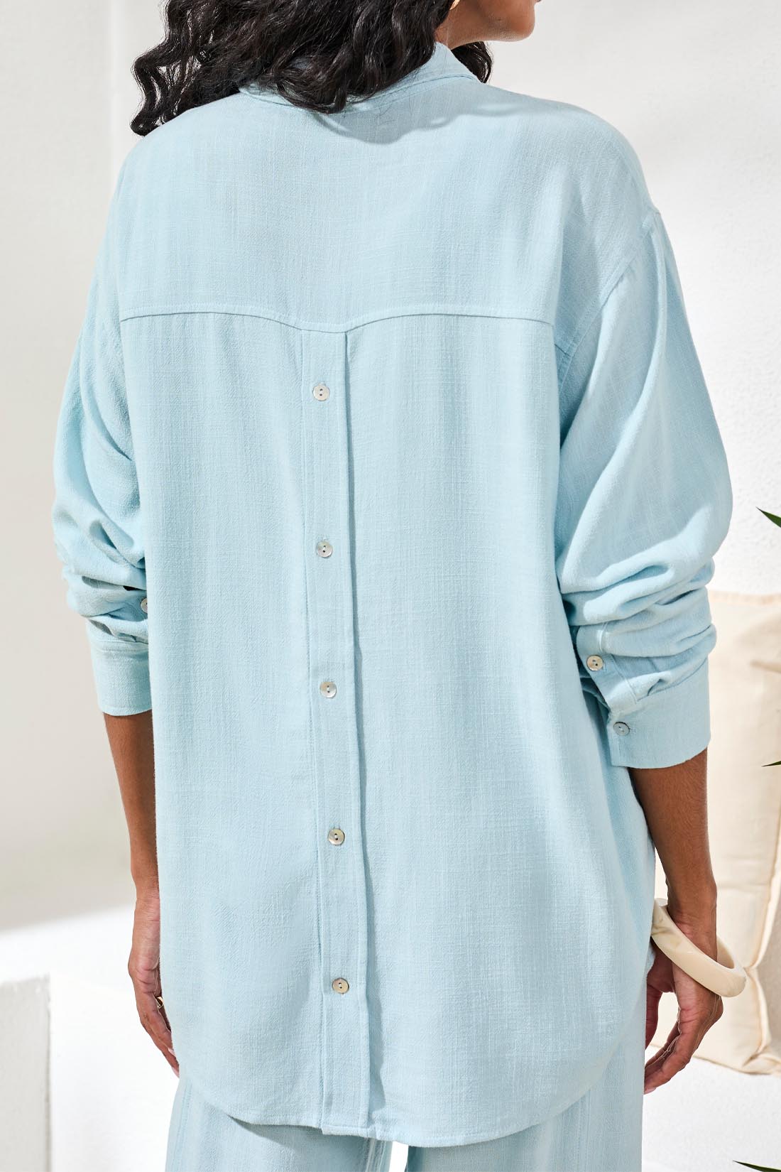 Tribal Button Front Shirt W/Back Placket-3078O-3332-Aqua Sky - The Coach Pyramids