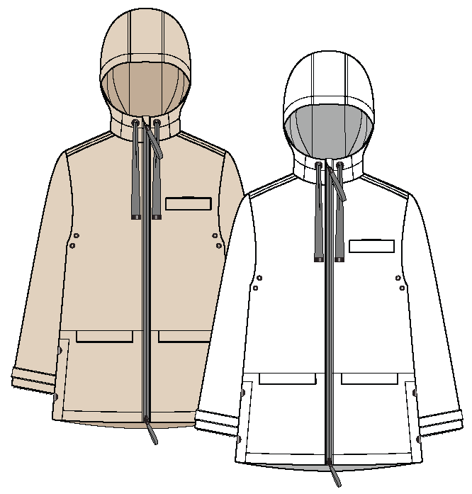 Tribal Zip Front Rain Coat W/Hood-3051O-1821-Canvas - The Coach Pyramids