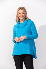 Escape by Habitat Fall/Winter 2022 - E10048 - Baja Blue - Cowl Neck Top - The Coach Pyramids