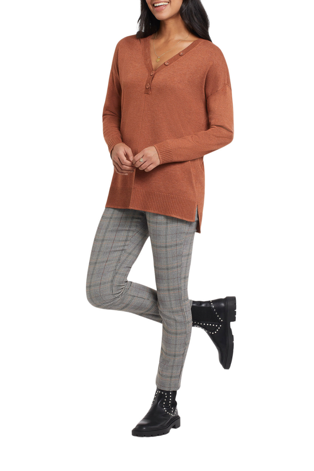 Tribal 1059O - V-Neck Henley Sweater - Sierra - The Coach Pyramids