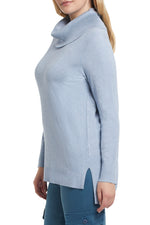 TRIBAL- 1160O-Cowl-Neck-Sweater-Color-Dusty Blue - The Coach Pyramids