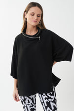 Joseph Ribkoff Fall 2022 - Hooded Top Style (Black) - 213621 - The Coach Pyramids