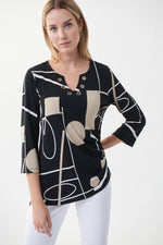 Ribkoff Summer 2022 - 222039- Top/Tunic  - Black/Vanilla Print - The Coach Pyramids