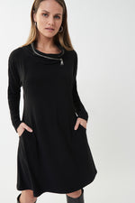 Joseph Ribkoff Fall 2022 - Zip Accent Dress Style (Black) - 223135 - The Coach Pyramids