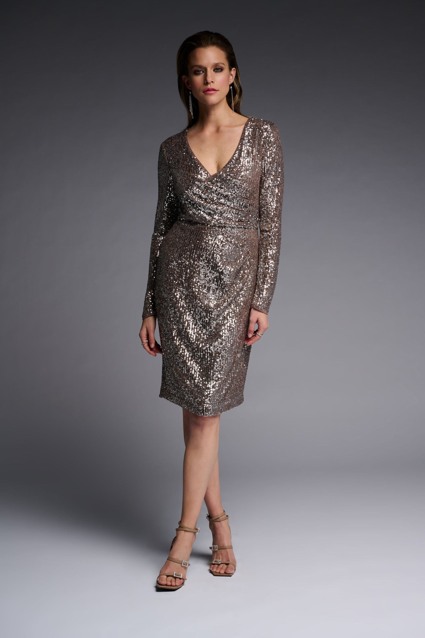Joseph Ribkoff Fall 2022 - Dress (Silver/Taupe) - 223720 - The Coach Pyramids