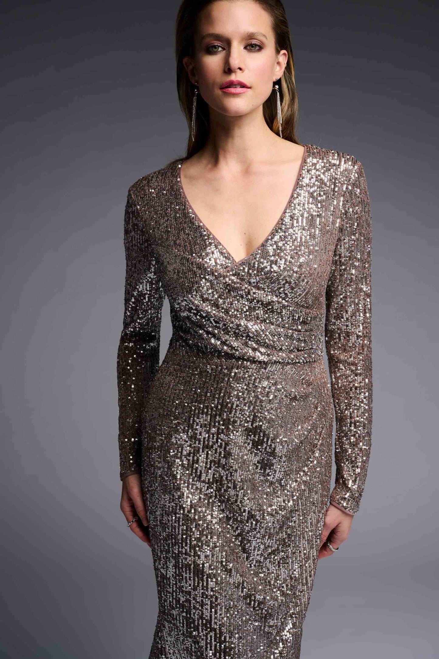 Joseph Ribkoff Fall 2022 - Dress (Silver/Taupe) - 223720 - The Coach Pyramids
