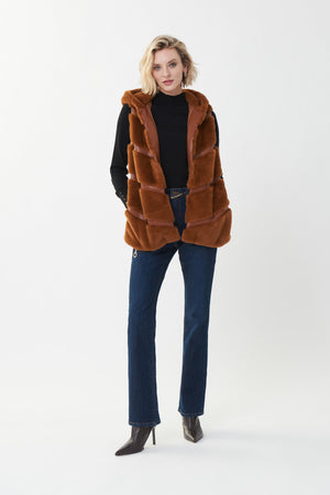 Joseph Ribkoff Fall 2022 - Faux Fur Vest Style (Maple) - 223910 - The Coach Pyramids