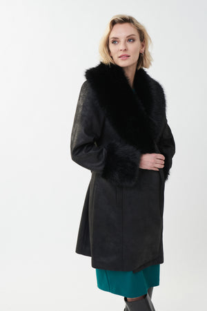 Joseph Ribkoff Fall 2022 - Faux Fur Trim Coat Style - 223918 - The Coach Pyramids