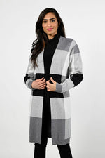 Frank Lyman Knit Cover Up - 224527U - Grey Plaid - The Coach Pyramids