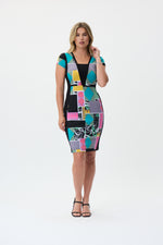 Joseph Ribkoff Spring 2023 -Dress - 231039- Black/Multi - The Coach Pyramids