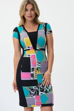 Joseph Ribkoff Spring 2023 -Dress - 231039- Black/Multi - The Coach Pyramids