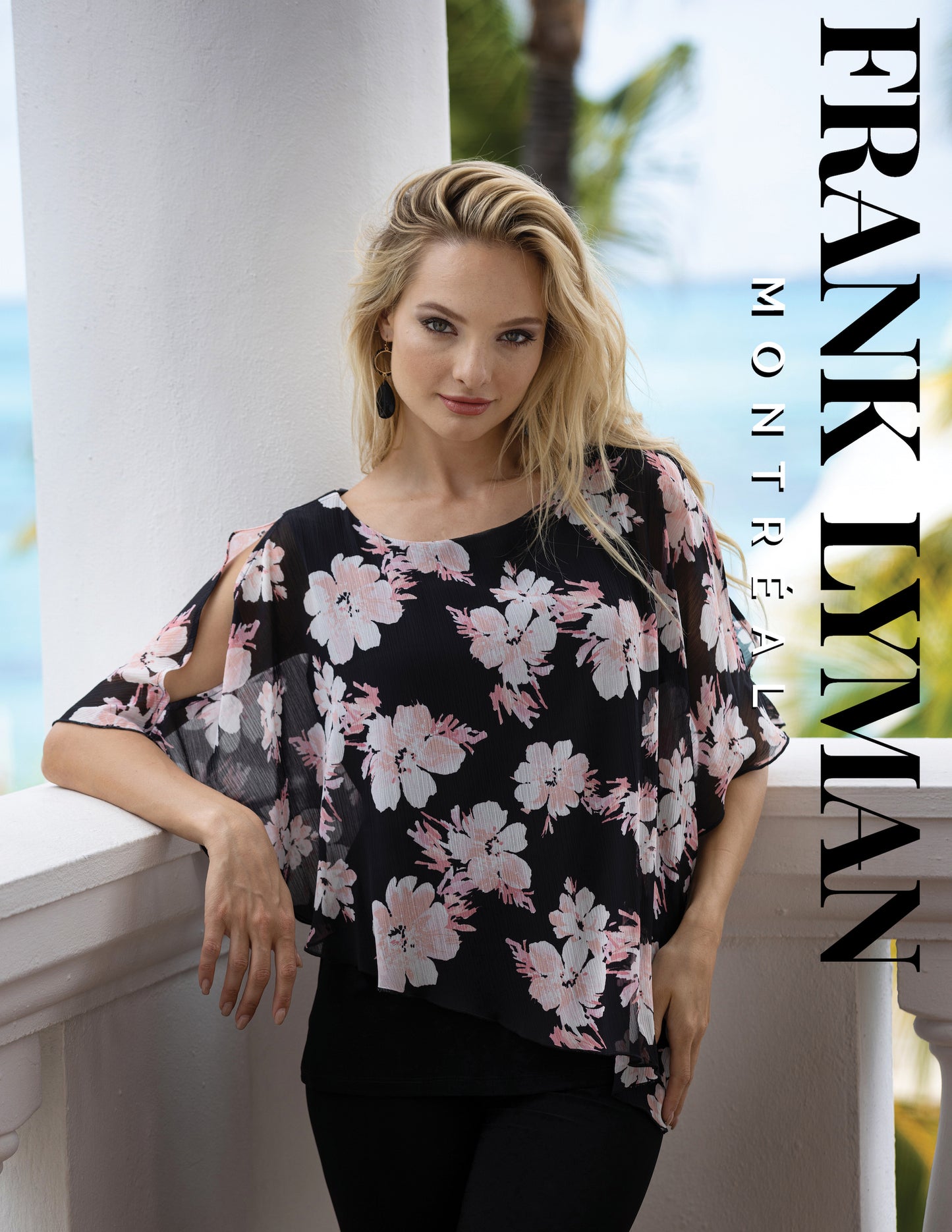 Frank Lyman-231107-Woven Top-Black/Pink - The Coach Pyramids