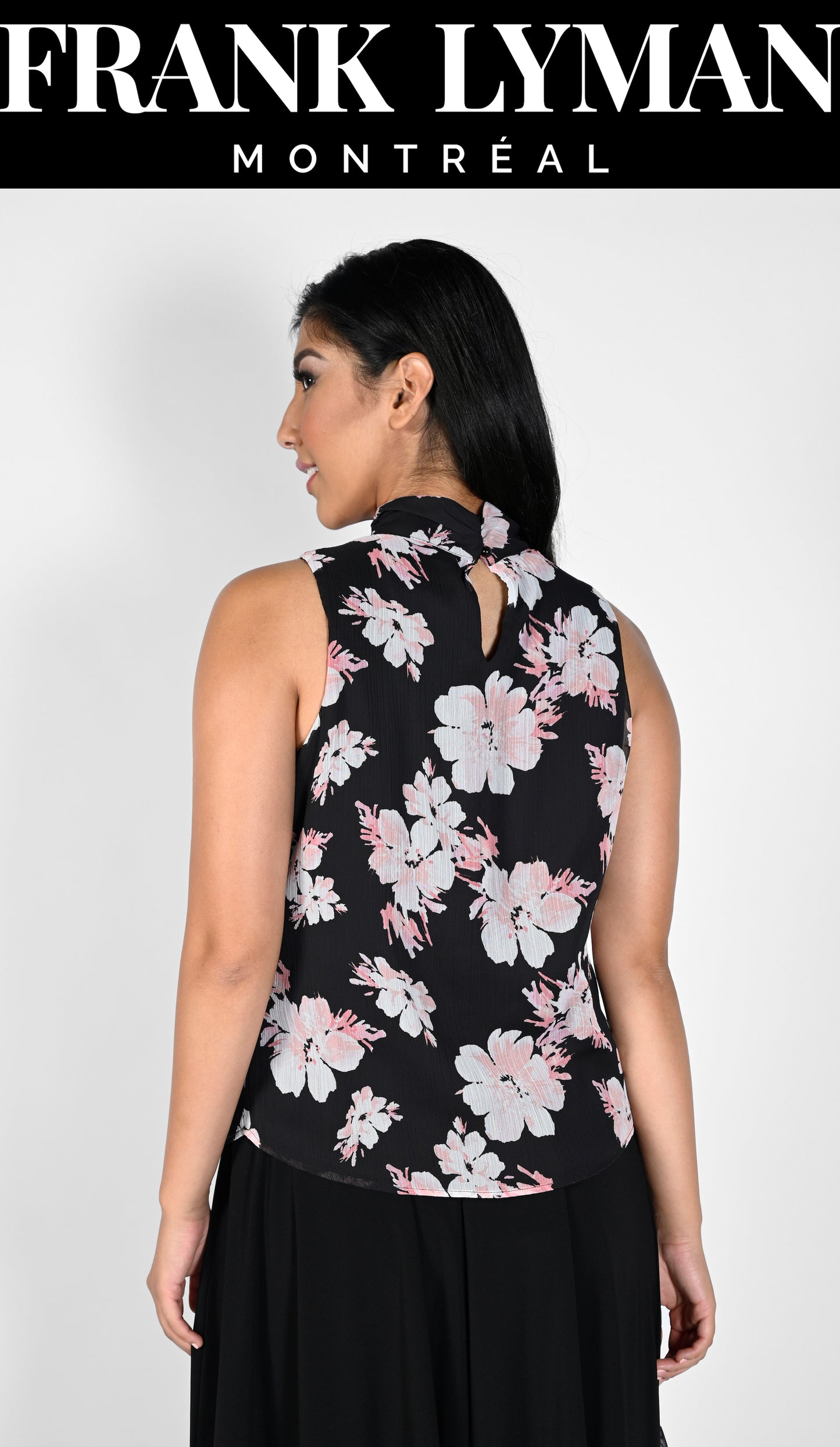 Frank Lyman-231108-Woven Top-Black/Pink - The Coach Pyramids