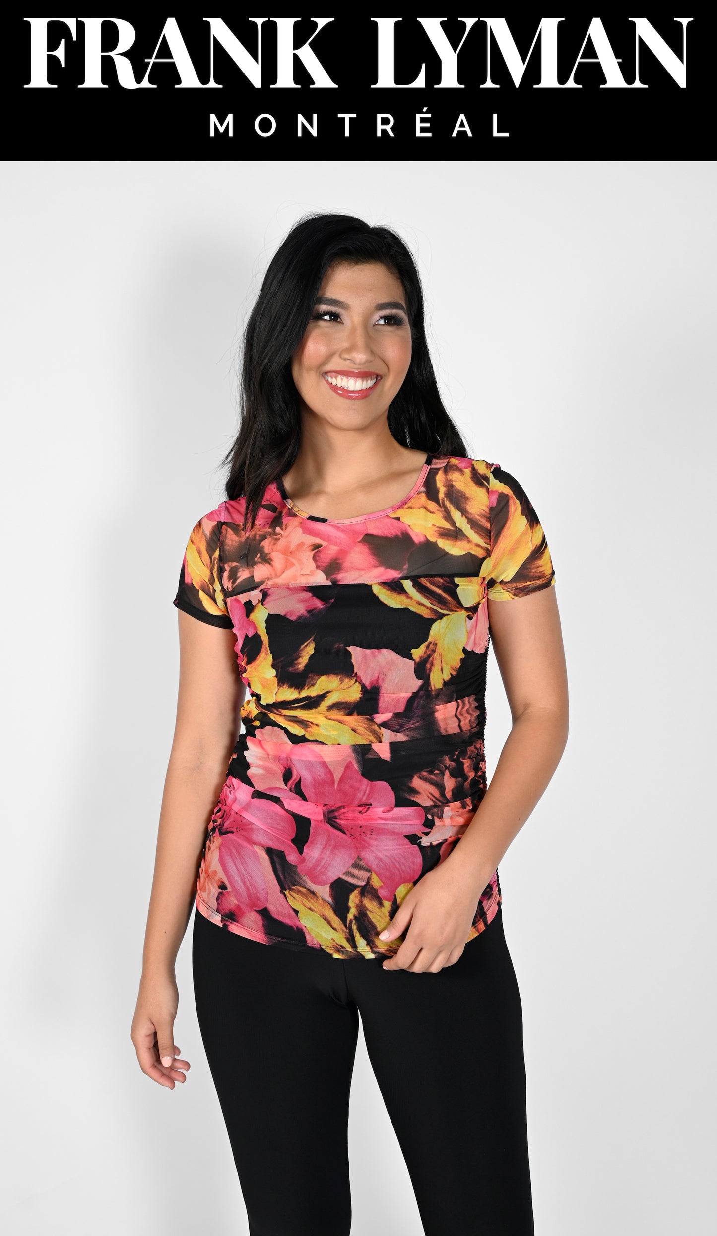Frank Lyman-231352-Knit Top-Black/Pink - The Coach Pyramids